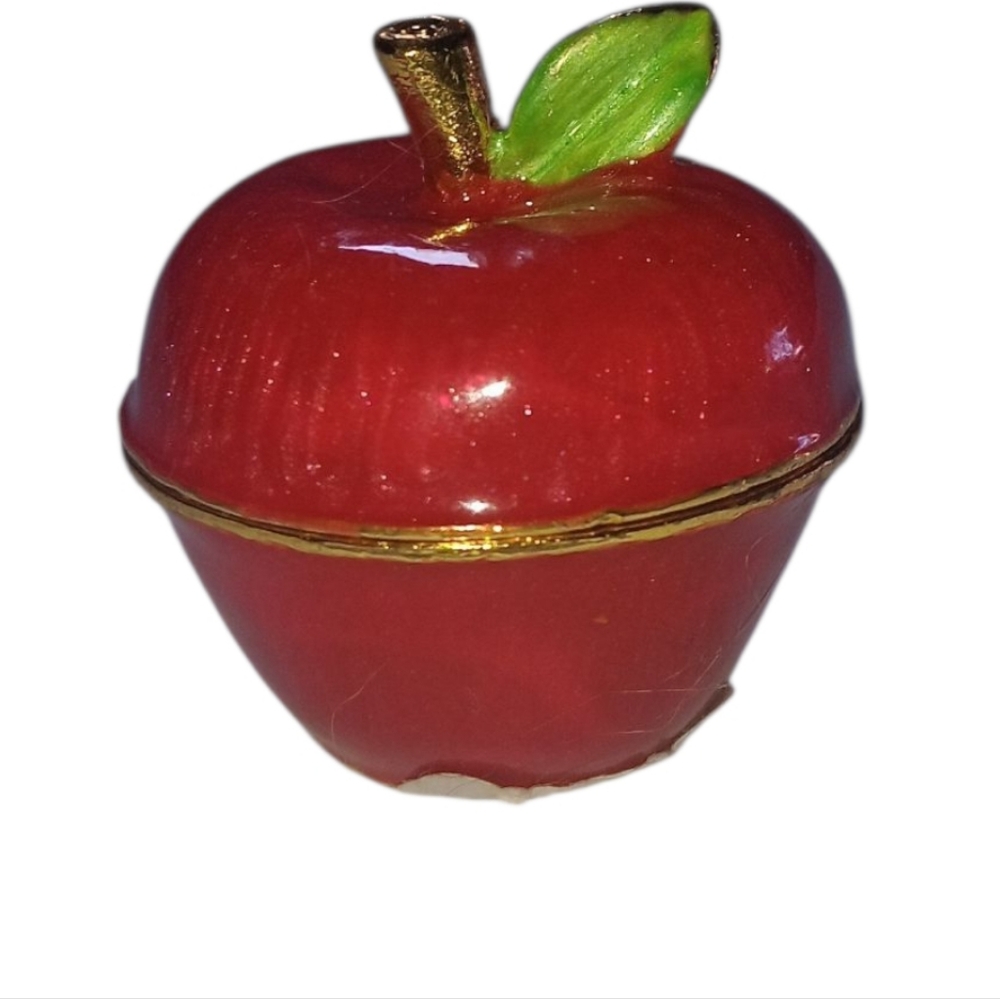 ART FORM Glossy Enemal Red Apple Trinket Box